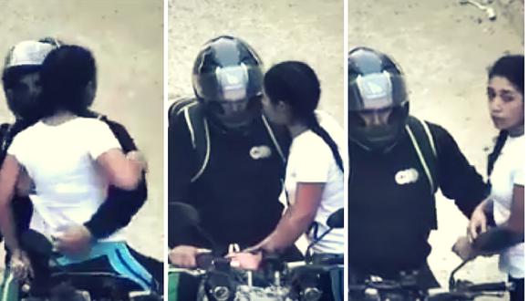 Video capta precisos momentos en que motociclista intenta subir a la fuerza a jovencita