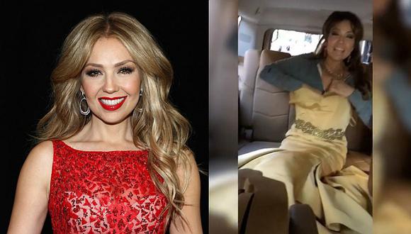 Thalía se viste en su auto y comparte este divertido video 