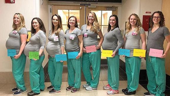 Nueve enfermeras del área de partos de un hospital están embarazadas (FOTOS)