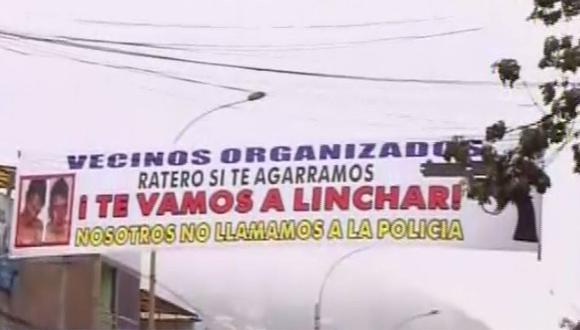 Vecinos de San Juan de Lurigancho ponen cartel amenazando a ladrones con lincharlos | VÍDEO