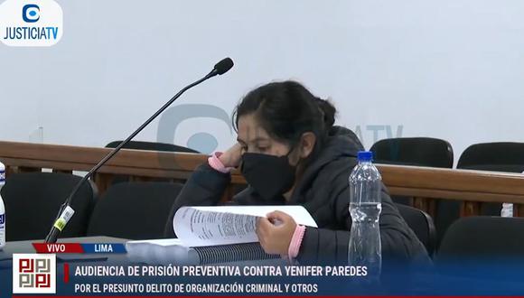 Fiscalía pide 36 meses de prisión preventiva para Yenifer Paredes, cuñada del presidente Pedro Castillo, investigada por lavado de activos y organización criminal. (Foto: Justicia TV)