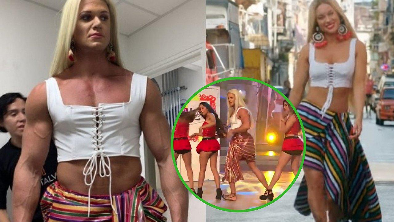 Fabio Agostini se transforma en Leslie Shaw y así fue su presentación de "Faldita" I VÍDEO