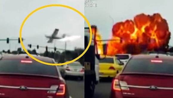 EEUU: conductor capta instante en que avioneta se estrella frente a él... (VIDEO)