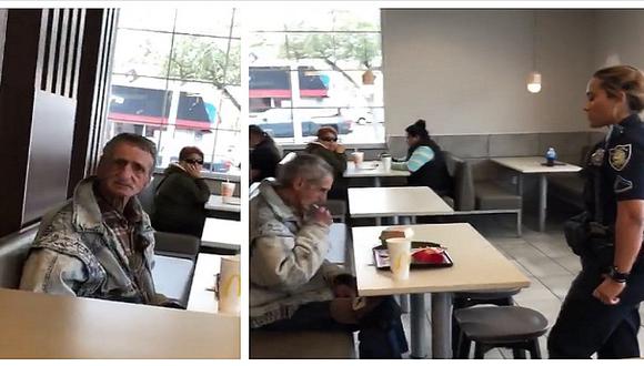 Anciano sin hogar y hombre que le invitó a comer son retirados de restaurante (VIDEO)