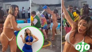 Mira la terrible caída que sufrió Gabriela Serpa al jugar carnavales en sketch de ‘JB en ATV’: “Me dolió” | VIDEO