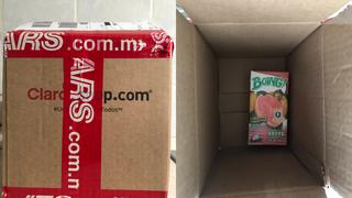 Joven se compró un iPhone en línea y le llegó a su casa un paquete con una caja de jugo