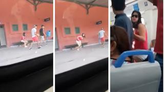 Mujer abandona a su perro en estación de tren y pasajeros le reclaman (VIDEO)