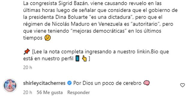 Shirley Cherres arremete contra Sigrid Bazán