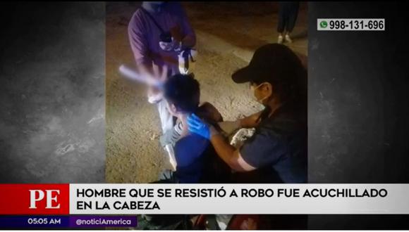 La víctima quedó con el cuchillo incrustado en la frente. Foto: América Noticias