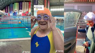 ¡Toda una sensación en Tiktok! Abuelita impacta por asistir a su primera clase de natación tras 80 años