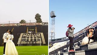 Pareja hincha del Alianza Lima realiza romántica sesión de fotos en el Estadio de Matute