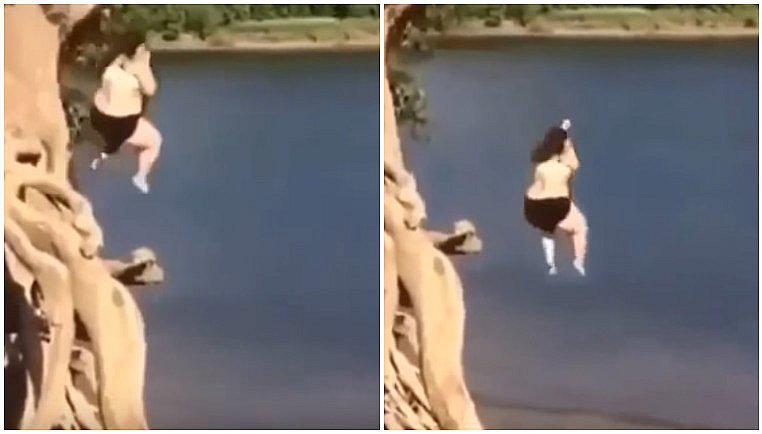 YouTube: ¡Pobrecita! Se tiró un clavado pero no calculó del todo bien (VIDEO)