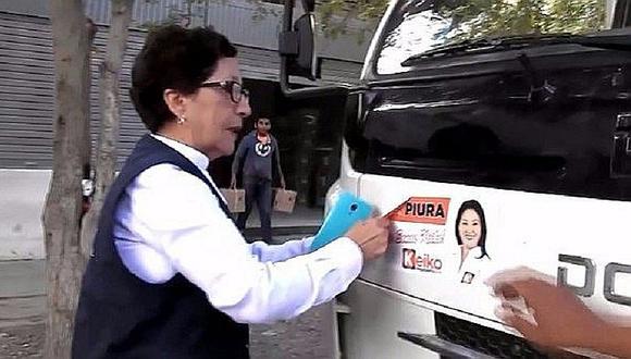 Keiko Fujimori: Retiran propaganda de camión destinado a repartir material electoral