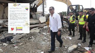 Terremoto en Ecuador: Niña envía conmovedora carta a Rafael Correa    