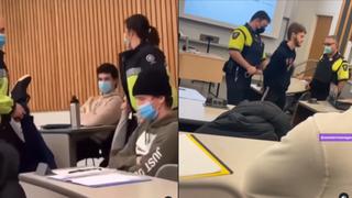 Policías se llevan cargado a un estudiante en medio de una clase por no usar mascarilla [VIDEO]