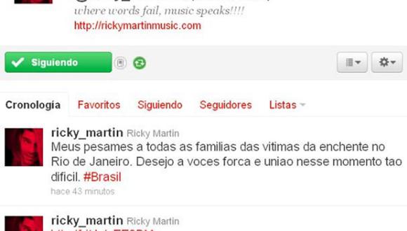 Ricky Martin se solidariza con familias damnificadas en Brasil