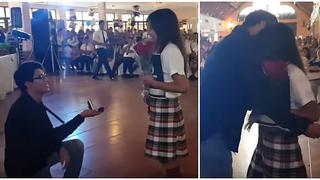 ¡Qué romántico! Joven enamorado la sorprendió con bella declaración (VIDEO)