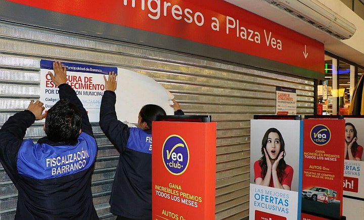 Barranco: fiscalizadores clausuran supermercado Plaza Vea por deficiencias sanitarias