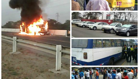 ​Desde WhatsApp: Accidente de tránsito provoca incendio de una Minivan