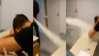 ​Youtube: Profesor despierta con extintor a alumno que se quedó dormido en su clase 