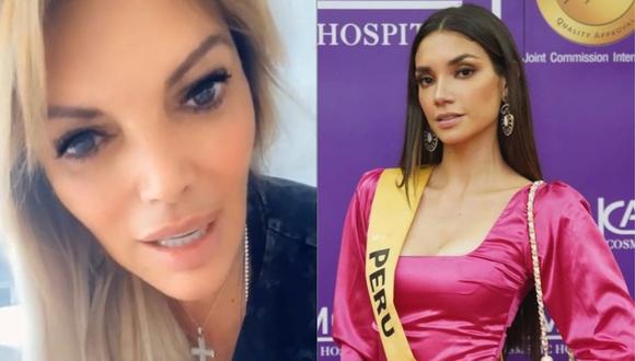 Jessica Newton retira la corona del Miss Perú a Maricielo Gamarra tras ser captada en una reunión social. (Foto: Captura de video)