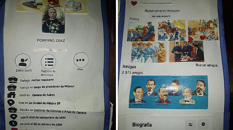 Escolar presenta biografía de personaje histórico como un perfil de Facebook (FOTOS)