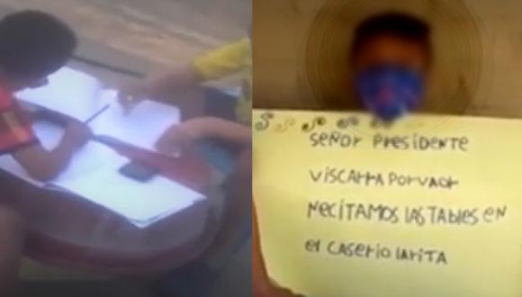 Piura: niños usan tinas como mesas y piden tablets a presidente Vizcarra para hacer tareas