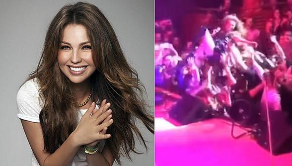 Thalía se lanza a su público en show pero pasa tremendo roche con vestido [VIDEO]