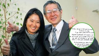 Alberto Fujimori envía carta a su hija: "Keiko sé que este será el cumpleaños más triste de tu vida"