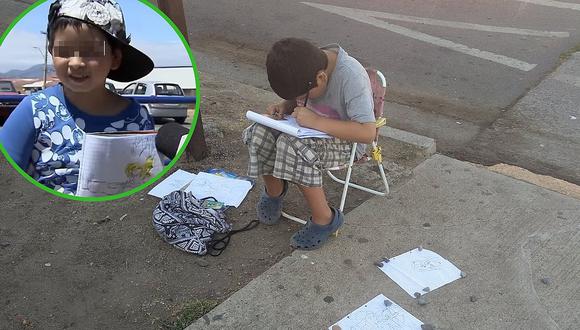 La verdad del niñito vende sus dibujos para comprar útiles escolares (VIDEO)