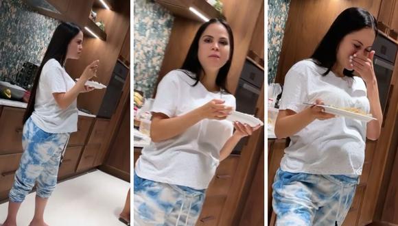Natti Natasha se mostró avergonzada cuando su pareja la grabó mientras comía un antojo. (Foto: Instagram / @raphypina)