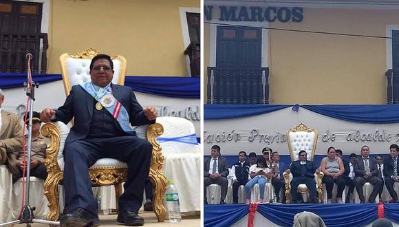 Alcalde de Cajamarca se sentó en su un trono para juramentar (FOTOS)