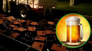 Camión lleno de cerveza vuelca en la Av. Javier Prado y deja todo el alcohol desparramado (VIDEO)
