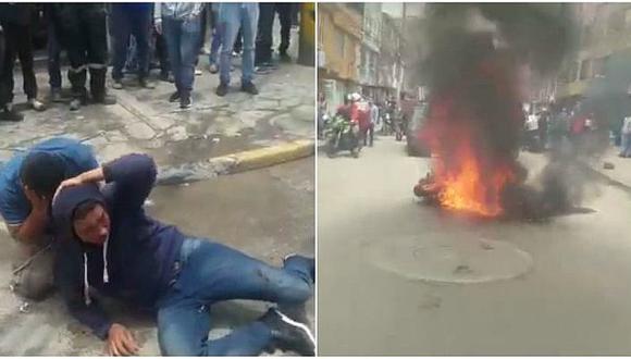Ladrones fueron linchados y queman motocicleta que usaban para robar (VIDEO)