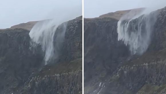 Un cascada que "va hacia arriba" causa furor en redes (VIDEO)