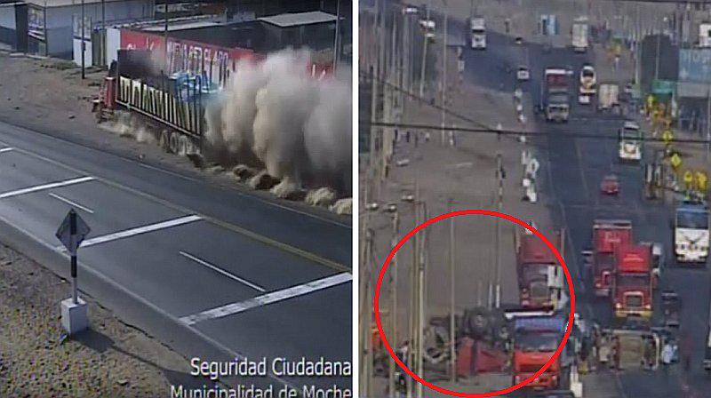 Tráiler fuera de control deja dos heridos en la Panamericana Norte en Trujillo | VIDEO