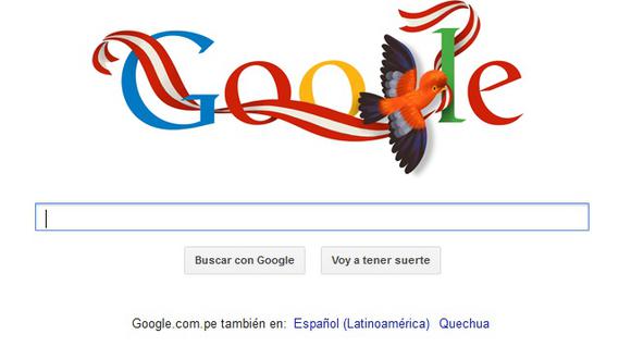 Google saluda al Perú por Fiestas Patrias