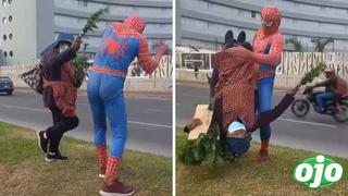 Encuentro entre Spiderman peruano  y una vendedora de ruda causa furor en redes sociales