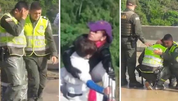 Policías rompen en llanto luego que mujer salta de puente con su hijo en brazos (VIDEO)