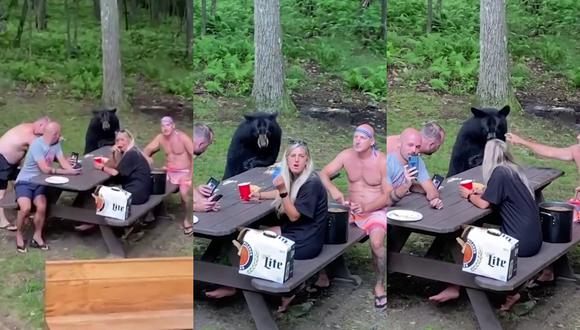 Un video viral muestra el encuentro cercano de una familia con un oso en medio de su día de picnic. | Crédito: Caters Clips / YouTube.