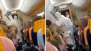 Retiran a pasajero de avión tras enterarse que dio positivo al COVID-19 | VIDEO