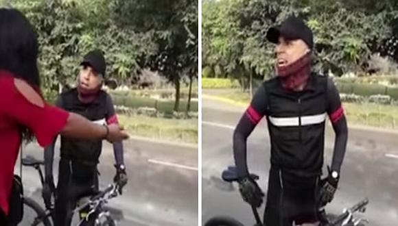 Ciclista insulta a mujer que ayudaba a cruzar a discapacitado en San Borja (VIDEO)