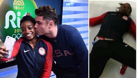 Zac Efron sorprende a gimnasta Simone Biles en Río 2016 y ella reacciona así