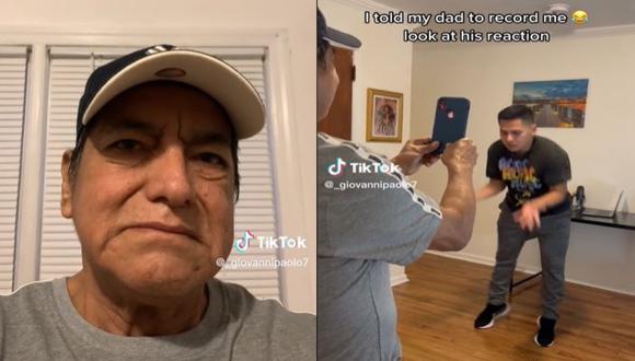 El tiktoker preparó todo para grabar la reacción de su progenitor sin que este se diera cuenta. (Foto: @_giovannipaolo7/TikTok)