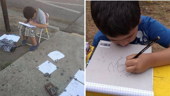 Madre de niño que dibuja en la calle para "útiles escolares" contó la verdad 