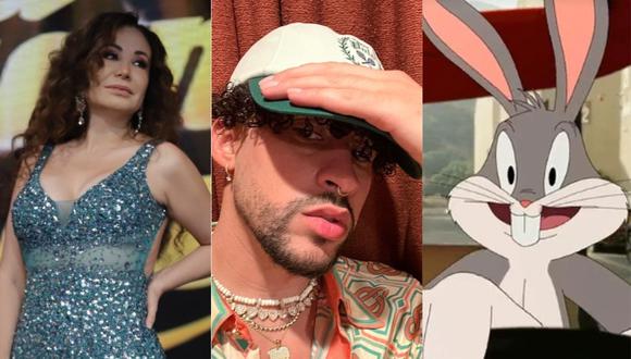 Janet Barboza llama "Bugs Bunny" a Bad Bunny y sus compañeras la corrigen en vivo. (Foto: Instagram / Warner Bros)