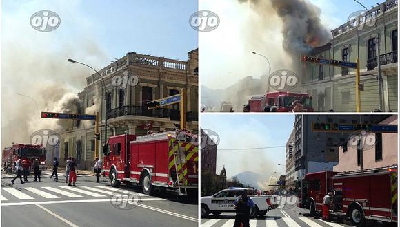 Incendio en casona alerta a transeúntes en plena avenida Tacna
