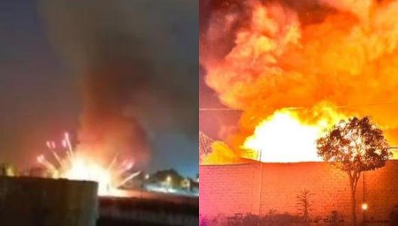 La noche del viernes 22 de julio se reportó el fallecimiento de cinco personas en un incendio que consumió una fábrica clandestina de pirotécnicos en el distrito de Ate. (Foto: Twitter/Facebook)