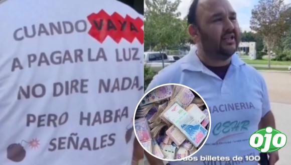 Argentina: Hombre carga carretilla llena de billetes para pagar recibo de la luz