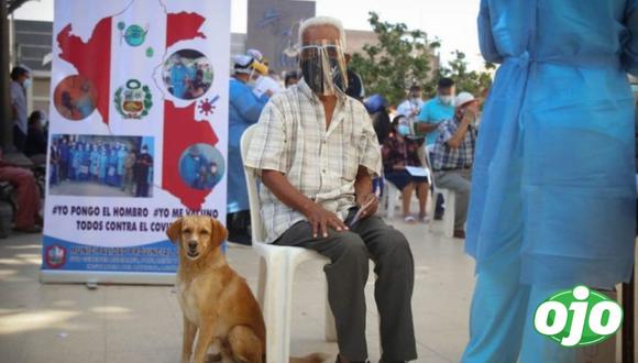 Piura: abuelito acudió junto a su perrito a vacunarse contra el COVID-19 (Foto: Municipalidad Provincial de Sullana)